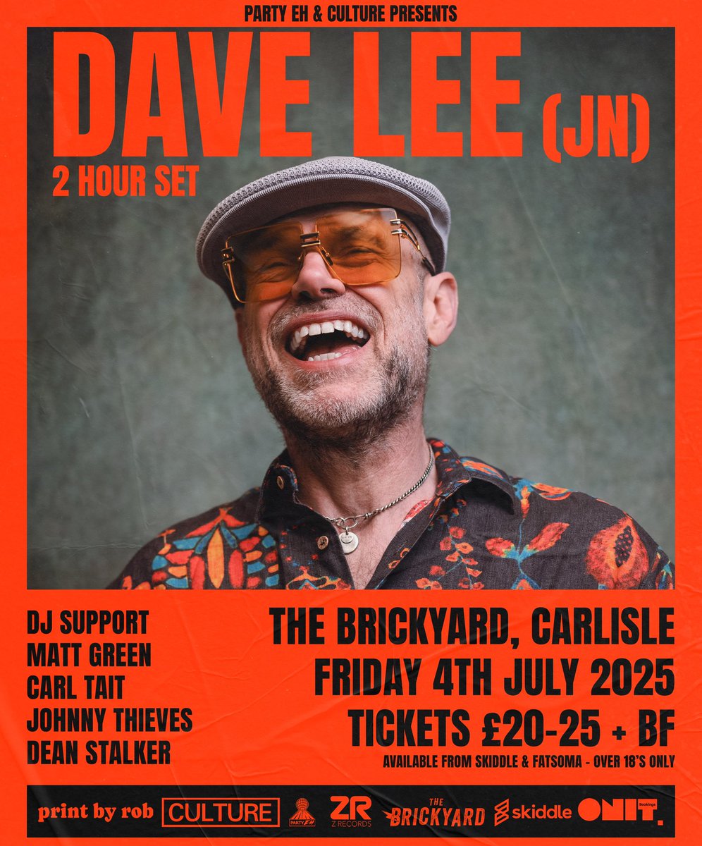 🪩 This July we have the superb <a href="/daveleejn/">Dave Lee JN</a> playing for us 🙌🏻🙌🏻 <a href="/The_Brickyard/">The Brickyard</a> 🎫 on sale now via skiddle 👉🏻 skiddle.com/whats-on/Carli… 

Thanks to <a href="/PrintByRob/">Print By Rob</a> for the Artwork 👌🏼👌🏼