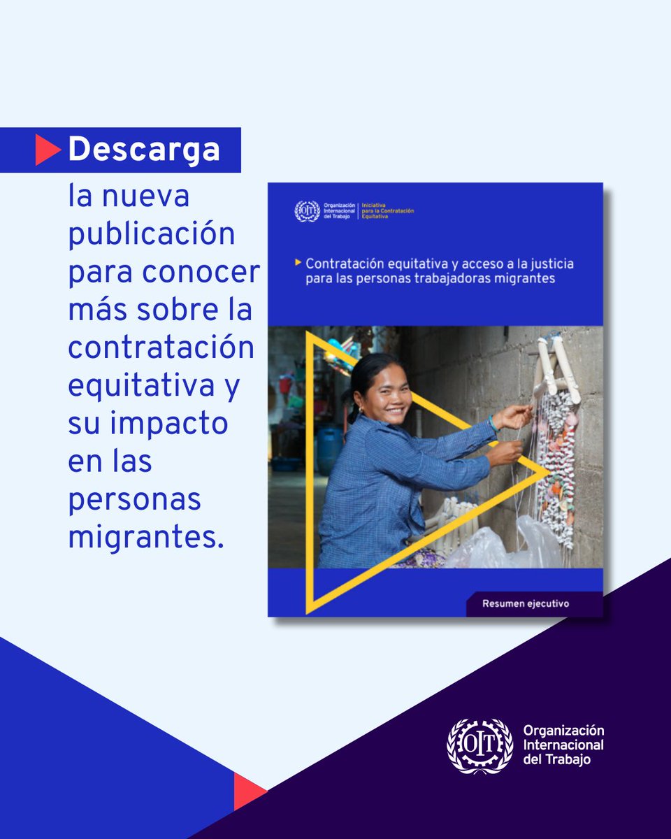 OITAmericas's tweet photo. Toda persona, #migrante o nacional, tiene derecho, sin discriminación, a igual trato y protección ante la ley👩🏾‍⚖️

Conoce tus derechos a una #ContrataciónEquitativa y al acceso a la justicia como persona trabajadora #migrante⤵️
https://t.co/9lMuSaQFoD https://t.co/EQSbSjZajz