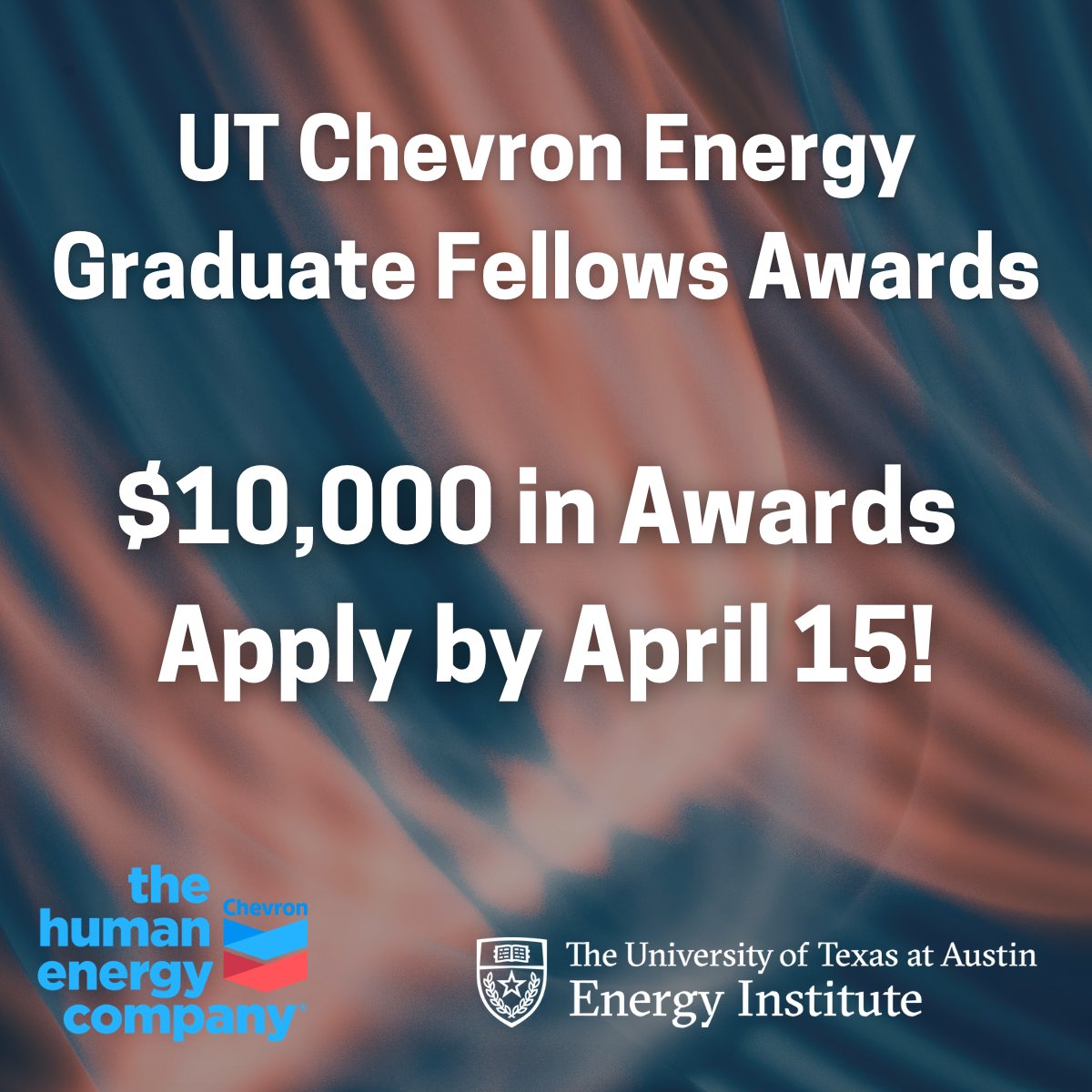 UT Energy Institute (@energyut) on Twitter photo Apply for the Chevron Energy Fellowship at UT Austin! $10k awards for graduate students researching energy systems, sustainability, and carbon solutions.  
Deadline: April 15, 2025 
Apply now!    utexas.qualtrics.com/jfe/form/SV_4P… Apply for the Chevron Energy Fellowship at UT Austin! $10k awards for graduate students researching energy systems, sustainability, and carbon solutions.  
Deadline: April 15, 2025 
Apply now!    utexas.qualtrics.com/jfe/form/SV_4P…