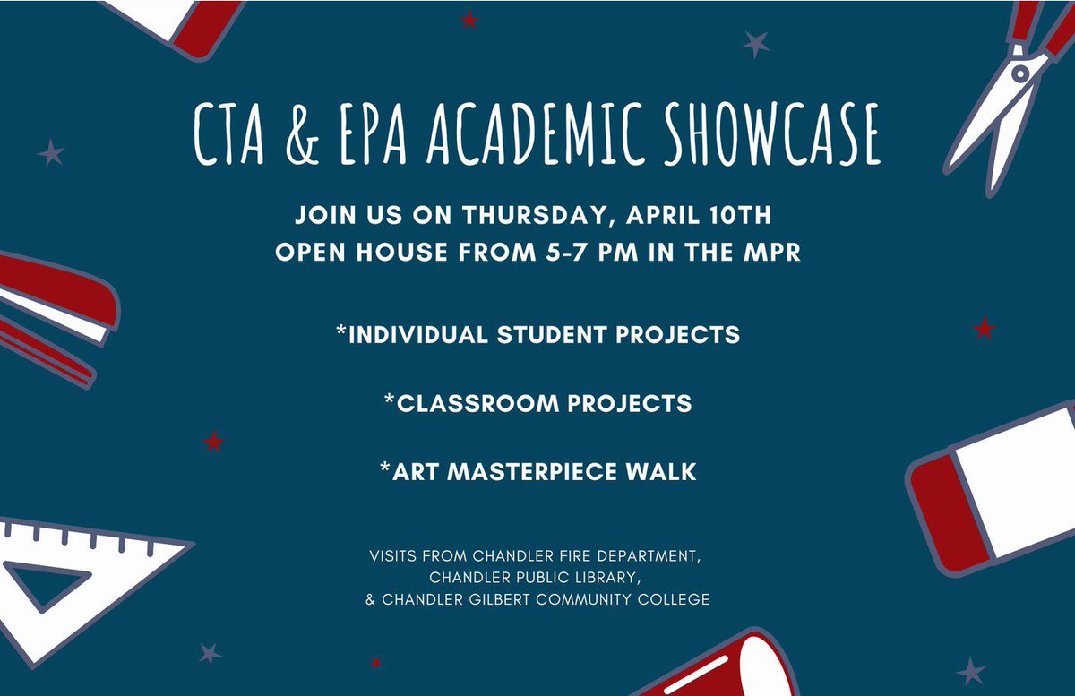 Please join us tonight for our Academic Showcase from 5pm-7pm! We’re excited to welcome CTA/EPA Humphrey families on campus and show off the amazing work our students have created. 👏🤩