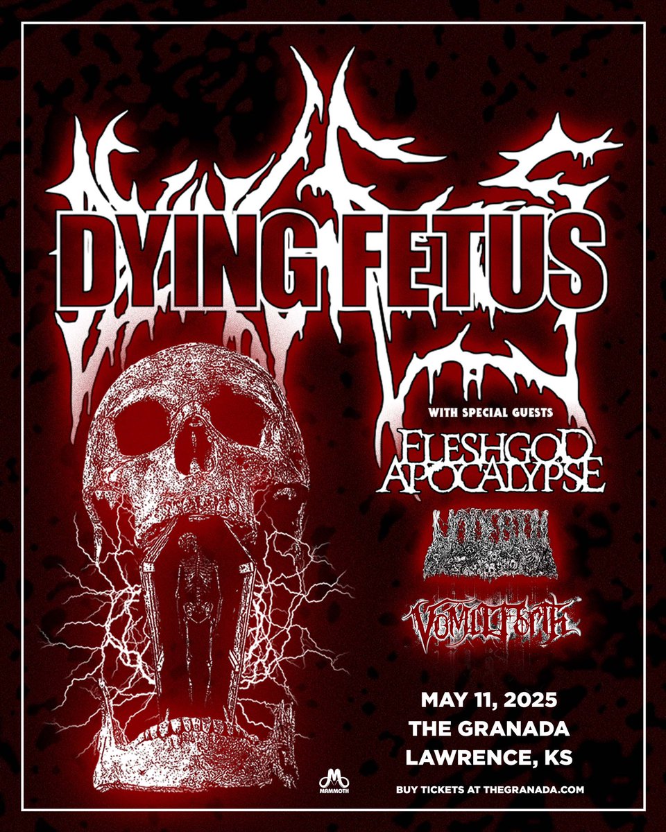 The Granada Theater (@thegranada) on Twitter photo Big news! <a href="/VomitForth/">πππππ π
ππππ</a> is joining <a href="/DyingFetusBand/">Dying Fetus</a> at The Granada on May 11th with <a href="/FApocalypse/">Fleshgod Apocalypse</a> and <a href="/undeathNY/">UNDEATH</a> πͺ¦π Get your tickets now before theyβre gone!
Advance Tickets: $28 // Day of Show: $35
ποΈTickets at thegranada.com Big news! <a href="/VomitForth/">πππππ π
ππππ</a> is joining <a href="/DyingFetusBand/">Dying Fetus</a> at The Granada on May 11th with <a href="/FApocalypse/">Fleshgod Apocalypse</a> and <a href="/undeathNY/">UNDEATH</a> πͺ¦π Get your tickets now before theyβre gone!
Advance Tickets: $28 // Day of Show: $35
ποΈTickets at thegranada.com