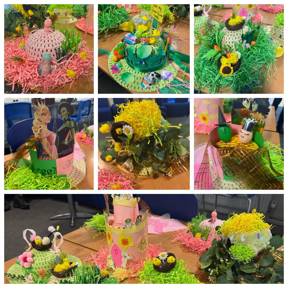 Look at the amazing entries in Albrights 2025 Form Easter Bonnet Competiton! Excellent efforts from all form groups 👏 
#edutwitter #ThisisAP #SEMH #communityspirit #Easter #Easterbonnet #Creativity