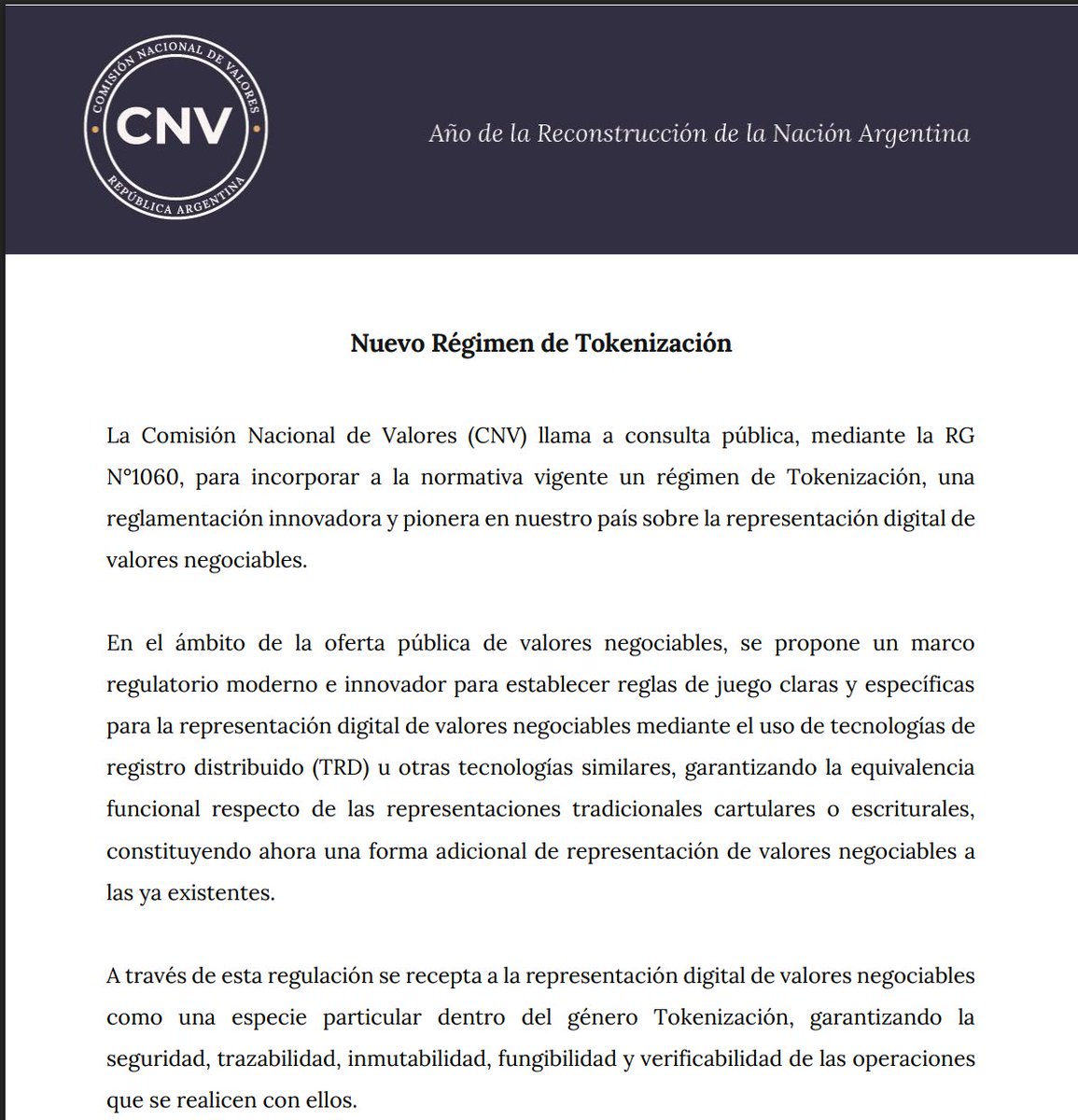 MarcosZocaro's tweet photo. RG 1060 CNV recién publicada
Consulta Pública s/ régimen de Tokenización

https://t.co/swqfExJjlT https://t.co/BQIz5sRO7c