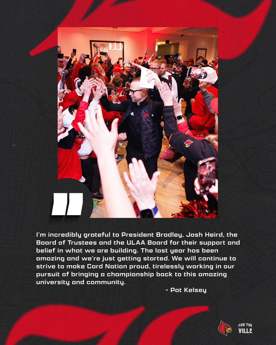 Louisville Men's Basketball (@louisvillembb) on Twitter photo Quite the first year for <a href="/patkelsey/">Pat Kelsey</a> and we’re not done yet - congrats Coach!
#GoCards Quite the first year for <a href="/patkelsey/">Pat Kelsey</a> and we’re not done yet - congrats Coach!
#GoCards