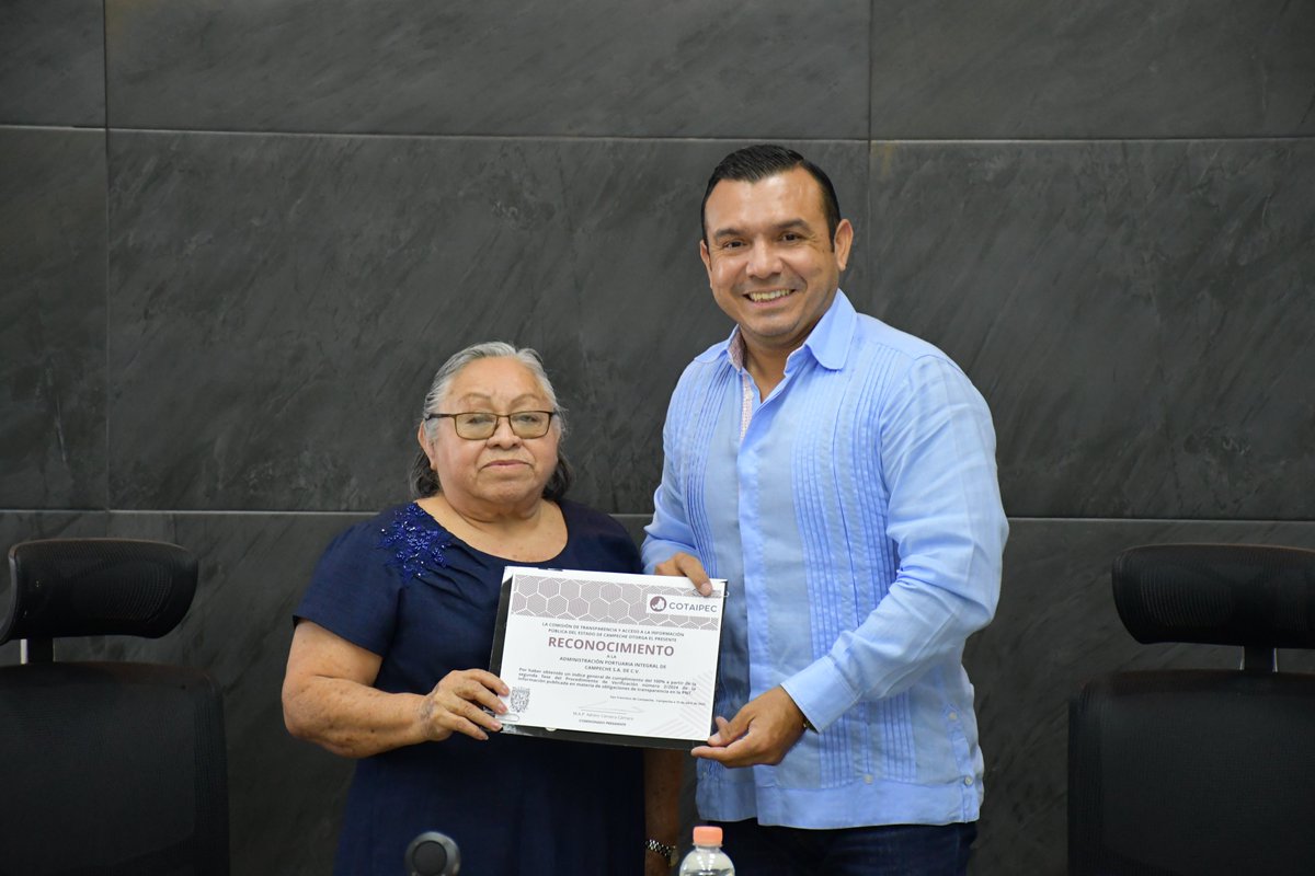 apicampeche's tweet image. Recibimos de la #COTAIPEC el reconocimiento derivado de la verificación 02/2024, alcanzando el  índice general de cumplimiento del 100%, lo cuál represente un cumplimiento total de las obligaciones de transparencias revisadas.