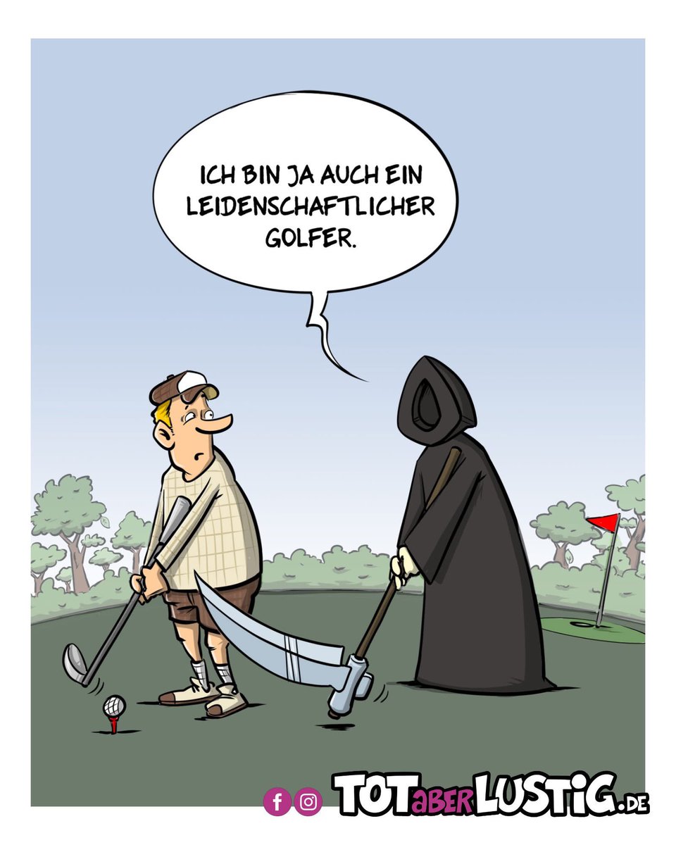 Heute ist der Tag der Golfer.

Tot, aber lustig unterstützen? Hier!:
▶️ Förderer werden werden:  steadyhq.com/totaberlustig 
▶️ Einen Kaffee ausgeben: paypal.me/holtschulte

#totaberlustig #cartoon #golf #sport #sense