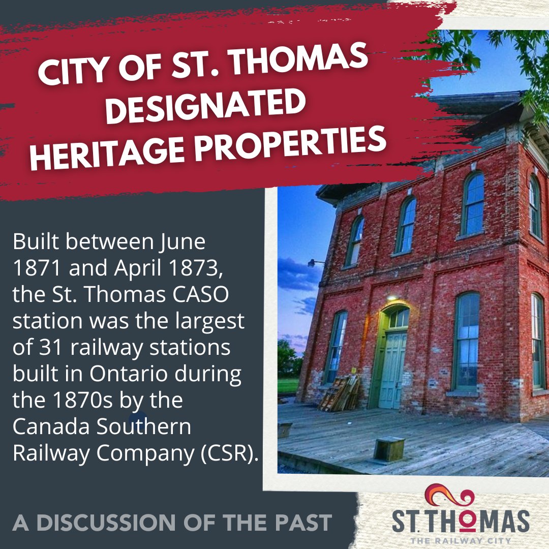 💡Did You Know? 

The St. Thomas CASO station was built between June 1871 and April 1873. In total, 31 railway stations were built throughout Ontario during the 1870s, and CASO was the largest of them all!

#TheRailwayCity