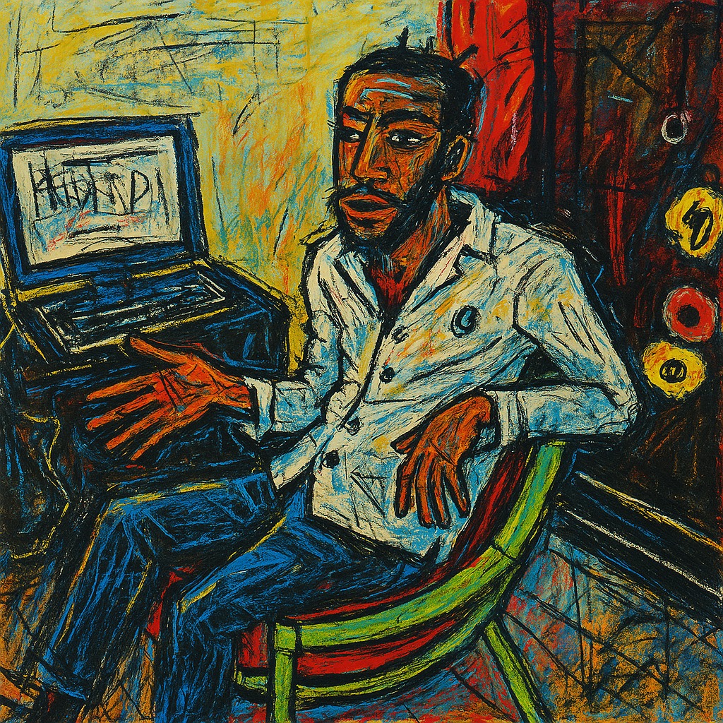 dj the attention - jean michel basquiat (1982)