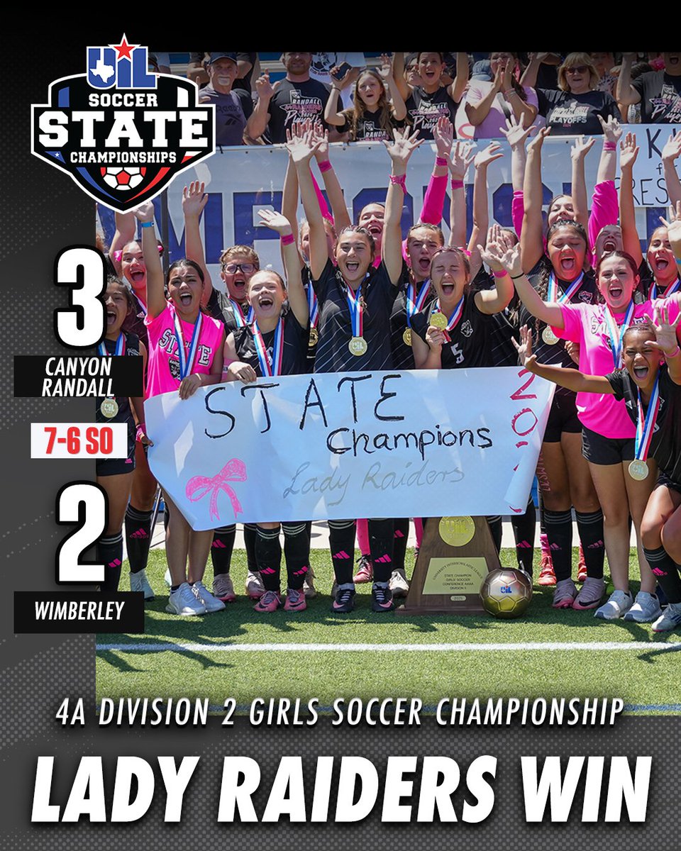 uiltexas's tweet photo. The @LdyRaiderFutbol make history with their first UIL State Soccer win! 

Box Score ➡️ https://t.co/Gw8EhIfh4q https://t.co/hGwqyVY2jv