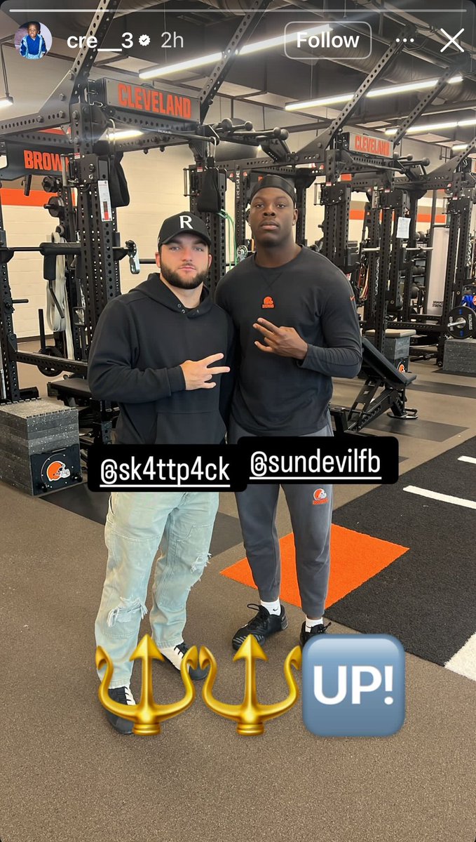 BrownsTailgate's tweet photo. Arizona State RB Cam Skattebo seen visiting the #Browns facilities. https://t.co/E7XpPf1XJ8
