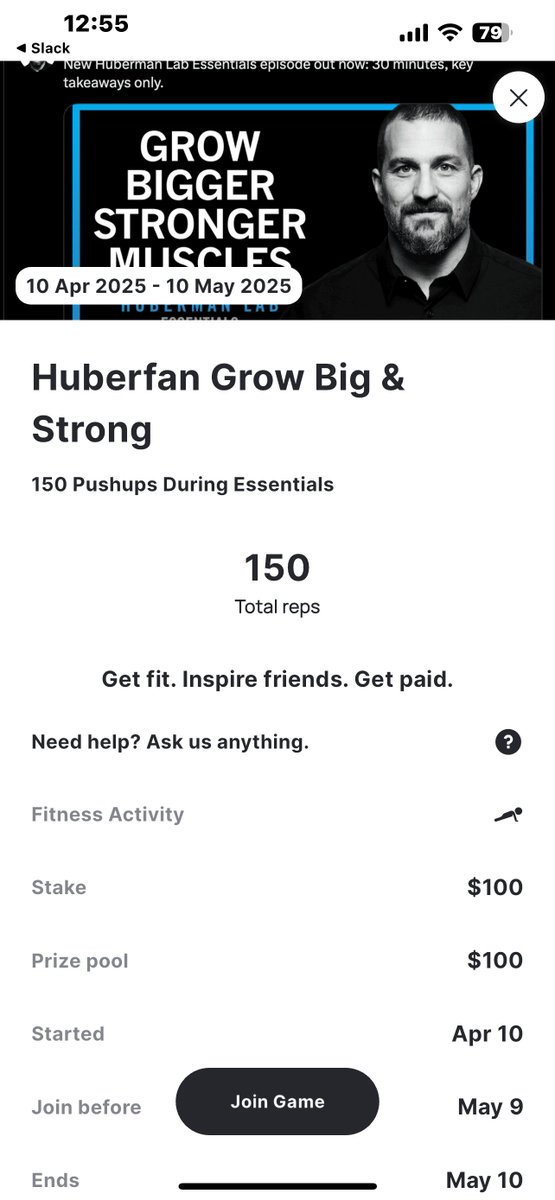 CadooInc's tweet photo. Knock out 150 Pushups while listening  to the @hubermanlab pod. Automatic upgrade to League Silver 1 => unlocks deposits and hosting.  Stake $100. Winners split losers' stakes.  Don't just Listen: Glisten. https://t.co/k94MnJZKfg