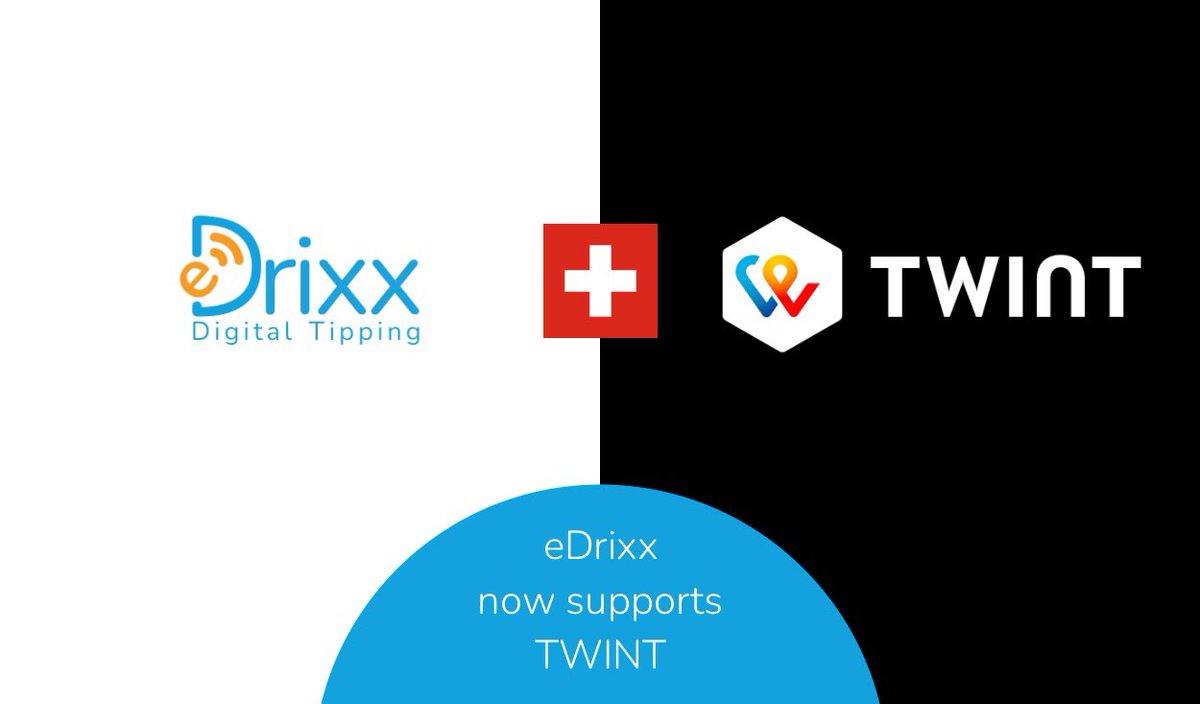 eDrixxDigital's tweet photo. 🇨🇭 Grüezi mitenand! Bei eDrixx kannst Du nun auch mit TWINT ganz einfach und bargeldlos Trinkgeld empfangen. Einfach ausprobieren und kostenlos registrieren unter https://t.co/7gyct1ebTA. https://t.co/jv0xFUnqbt