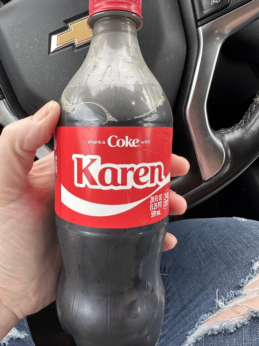 daniquinn99's tweet photo. @CocaCola over here calling me a Karen. I demand to speak to a supervisor https://t.co/vCQM9EDjEG