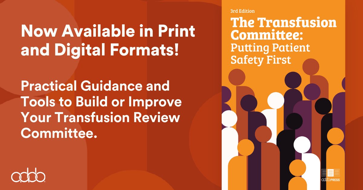 Meet the newest AABB publication: 

The Transfusion Committee: Putting Patient Safety First, 3rd edition.

Updated tools and guidance to help you build or strengthen a transfusion review committee. bit.ly/3XSIzp3  

#BloodSafety #TransfusionMedicine #BloodBanking #BBTM