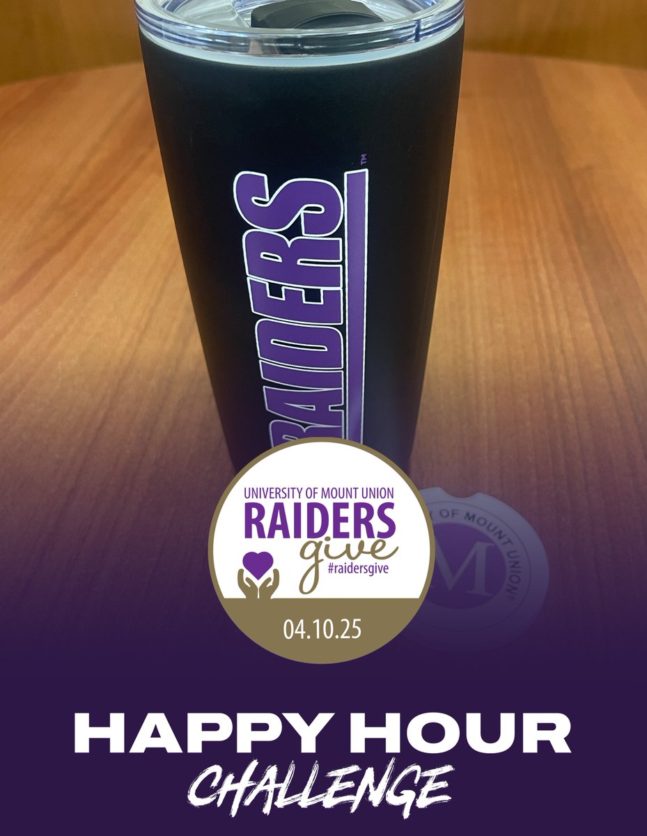 It's 5 o'clock somewhere! The next 4 donors who give $500 or more during #RaidersGive will score a Mount Union tumbler and car coaster!

Don't miss out—make your gift now: raidersgive.mountunion.edu
