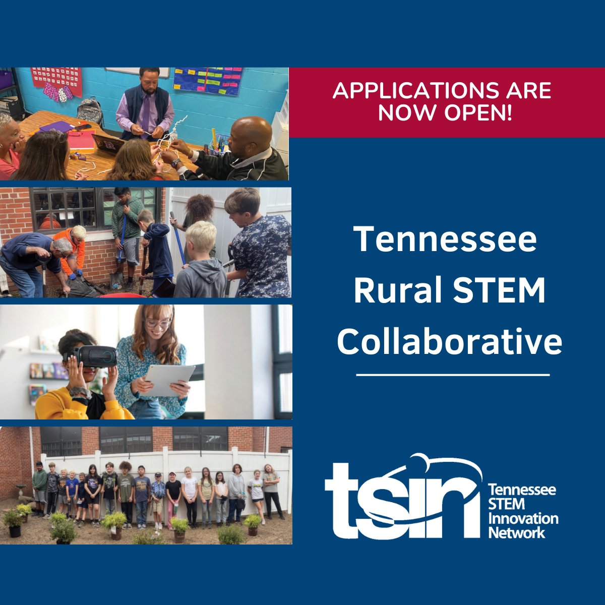 Exciting news for rural educators in TN! Applications are now open for the redesigned TN #Rural STEM Collaborative. Access local resources &amp; join in-person meetings across TN regions. Learn more: tsin.org/tennessee-rura… 
#STEM #TennesseeEducators
