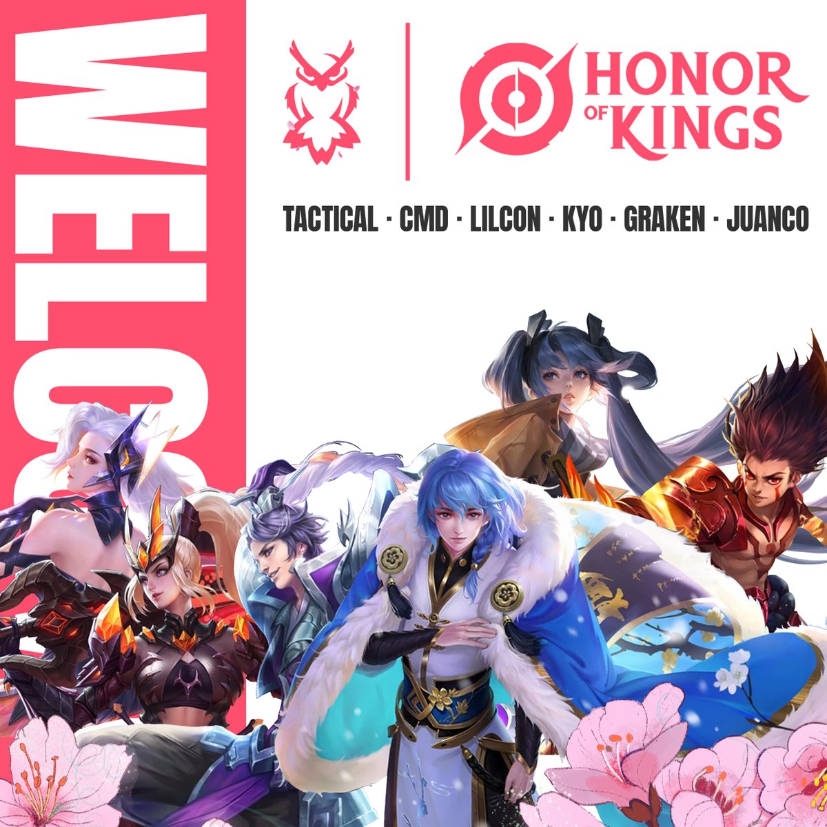 The honor is ours to welcome you to the official Nocturnal <a href="/HonorOfKings/">Honor of Kings</a> roster!  

We're thrilled to be diving back into the world of esports—and we're doing it with a powerhouse lineup. 

Welcome <a href="/GG__TacTicaL/">TacTicaL</a> <a href="/KyoAoV/">Kyo Hok</a> <a href="/_Graken/">ReyesBrr</a> CMD and Lilcon
