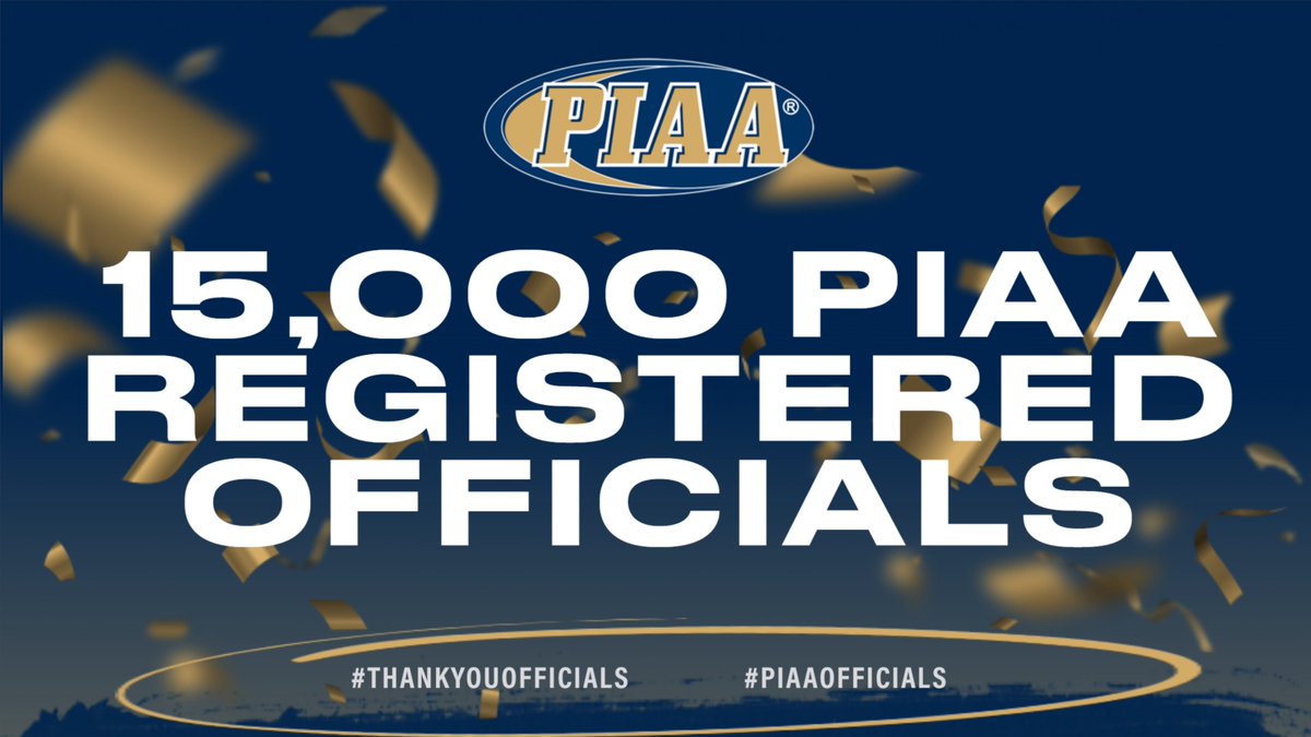 In honor of #OfficialsAppreciationWeek, we're thrilled to announce surpassing 1⃣5⃣,0⃣0⃣0⃣ registered officials!!!

HUGE thank you to ALL who support student-athletes across the state! Games can't happen without YOU!!

#ThankYouOfficials #PIAAOfficials