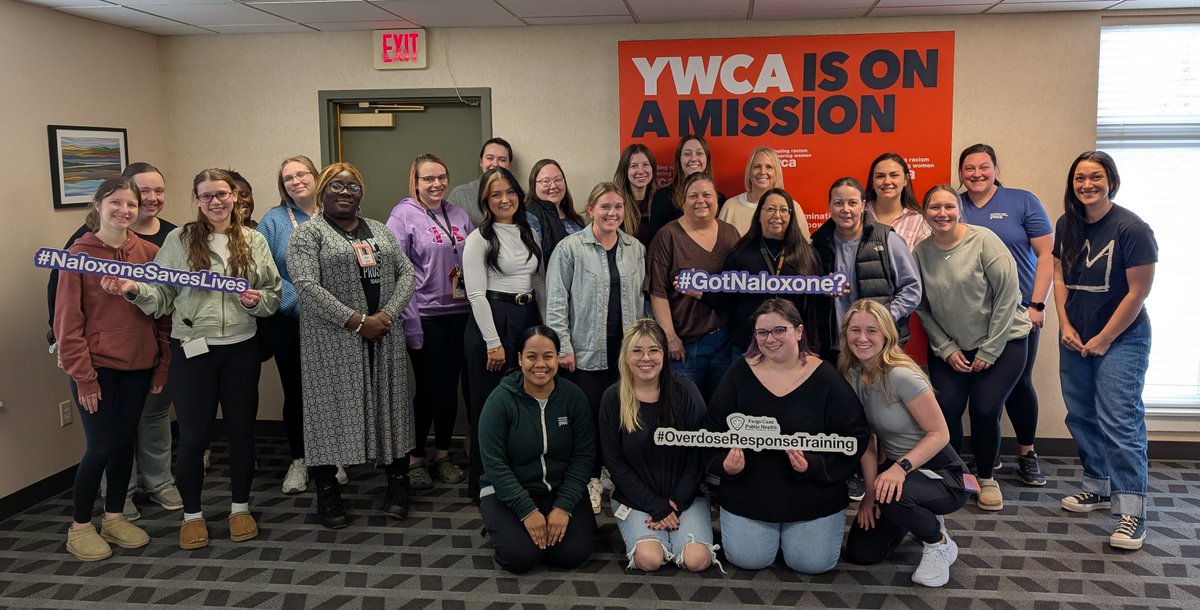 FCPH's tweet photo. Big shout out to the incredible YWCA Cass Clay team! Yesterday, they completed opioid overdose response & Narcan administration training & have #Narcan on site. You can help save a life tooโcall 701.241.1341 to request free training & Narcan. #FCPH #overdoseprevention #naloxone https://t.co/N3w9MBfqK0