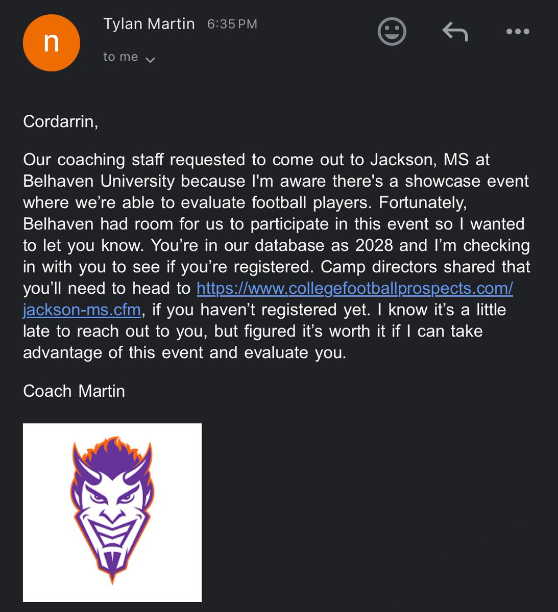 blessed to receive a camp invite from Northwestern state university <a href="/Tylan_G/">Tylan Martin</a> !!