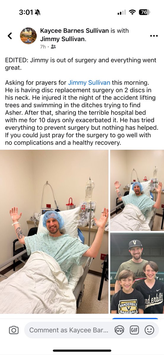 KayceeSullivan's tweet photo. Prayers for recovery and healing for @DrJimmySullivan https://t.co/tHt6FGF4Vh