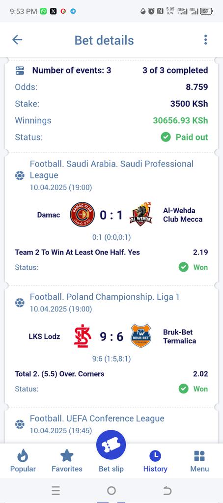 Wooon ✅✅✅Successfully 💰💰. 

Confirm your Betslips you people