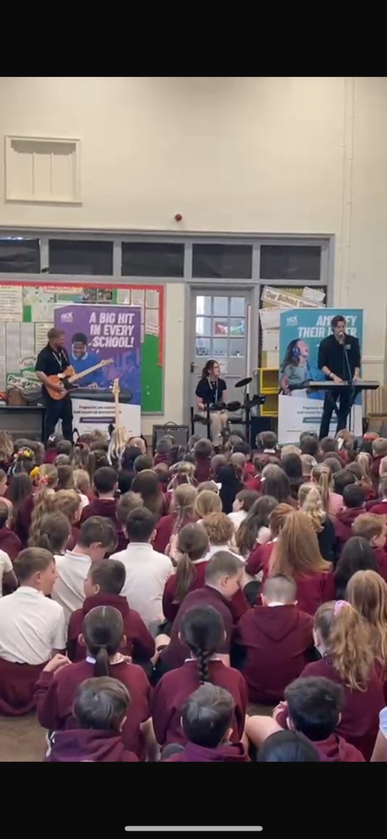 Mr_Curnell's tweet photo. We were treated to a fabulous assembly by @RSMusicSchool today. The rock and pop stars of the future are coming to @cwmlai soon…. #ExpressiveArts #RockSteadyMusicSchool https://t.co/xsimdSZove