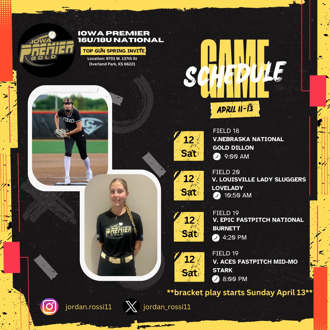 Jordan Rossi (@jordan_rossi11) on Twitter photo Excited to get our IPF spring season going. Come check us out at the Top Gun Spring Invite in Kansas this weekend. Can’t wait to be on the field with my teammates! #IPFLIFE <a href="/IowaPremierFP/">Iowa Premier Fastpitch</a> <a href="/LineDsoftball/">Line Drive Media</a> <a href="/ExtraInningSB/">EXTRA INNING SOFTBALL</a> <a href="/StanfordSball/">Stanford Softball</a> <a href="/DukeSOFTBALL/">Duke Softball</a> <a href="/NUSBcats/">Northwestern Softball</a> <a href="/BadgerSoftball/">Wisconsin Softball</a> Excited to get our IPF spring season going. Come check us out at the Top Gun Spring Invite in Kansas this weekend. Can’t wait to be on the field with my teammates! #IPFLIFE <a href="/IowaPremierFP/">Iowa Premier Fastpitch</a> <a href="/LineDsoftball/">Line Drive Media</a> <a href="/ExtraInningSB/">EXTRA INNING SOFTBALL</a> <a href="/StanfordSball/">Stanford Softball</a> <a href="/DukeSOFTBALL/">Duke Softball</a> <a href="/NUSBcats/">Northwestern Softball</a> <a href="/BadgerSoftball/">Wisconsin Softball</a>