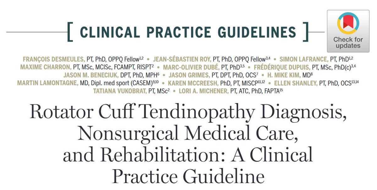 New for 2025!

Clinical Practice Guideline for diagnosing, non-surgical care and rehabilitation of #RotatorCuff Tendinopathy

Enhance your #EvidenceBasedPractice ➡️ ow.ly/gOt750VyyNO

#Shoulder #Tendons #yourJOSPT