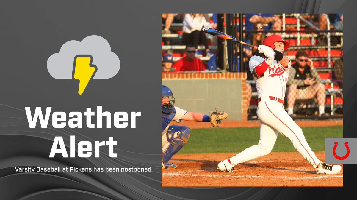 Due to the weather coming through Pickens, they have chosen to postpone the varsity baseball game tonight. We will keep you posted on a makeup date Go Mustangs!!