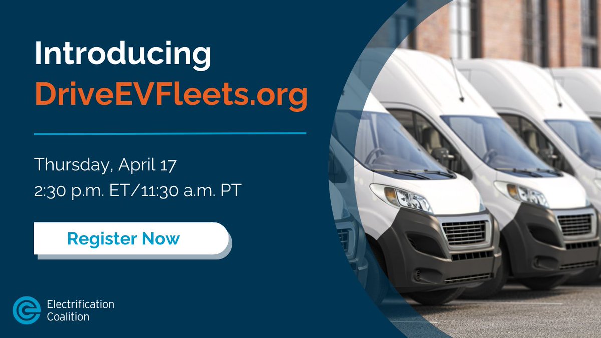 Electrification Coalition (@electricroadmap) on Twitter photo Join us next Thursday, April 17, at 2:30 p.m. ET/11:30 a.m. PT for a webinar walkthrough of DriveEVFleets.org, an EV procurement portal for public fleets brought to you by the EC and <a href="/sourcewell_gov/">Sourcewell</a>.
Register: realpicturelive.zoom.us/webinar/regist… Join us next Thursday, April 17, at 2:30 p.m. ET/11:30 a.m. PT for a webinar walkthrough of DriveEVFleets.org, an EV procurement portal for public fleets brought to you by the EC and <a href="/sourcewell_gov/">Sourcewell</a>.
Register: realpicturelive.zoom.us/webinar/regist…