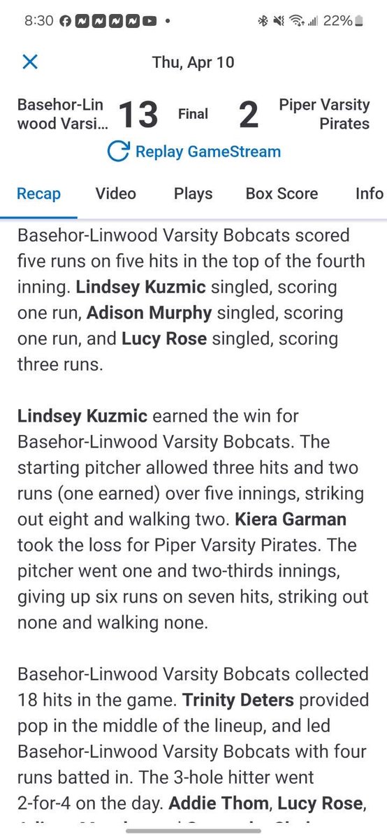 lindsey_kuzmic's tweet image. Played Piper today, won both games! Pitched the first game and had 8 strike outs!! 
Let’s go Bobcats!!!!
💚💛
@suemagoo8 
@greg_adelson 
@SelectFp2010 
@ejonesrockchalk