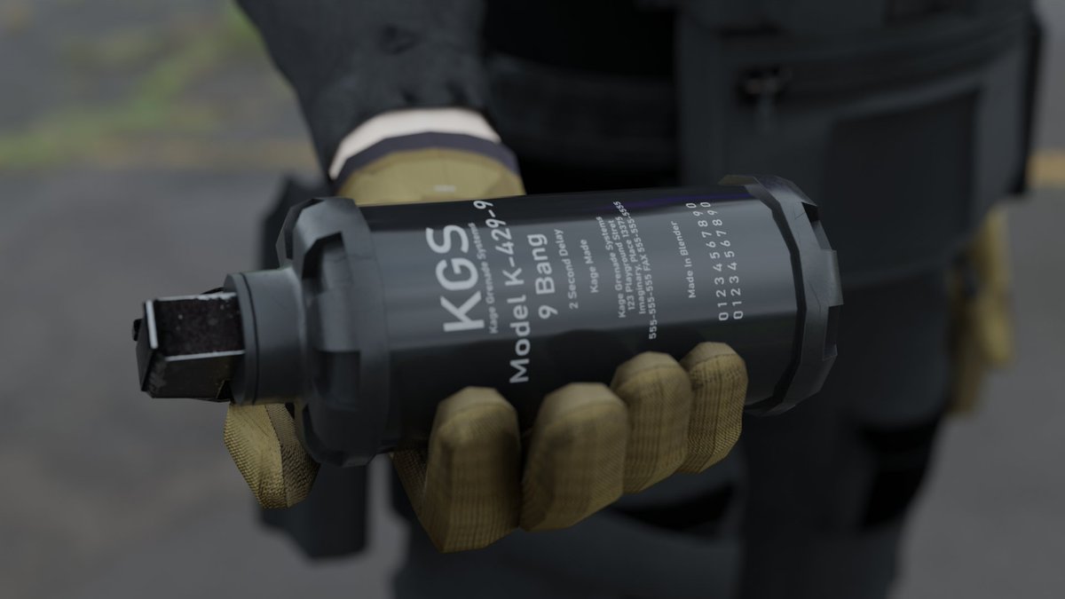 Kagekitbot's tweet photo. Made a few different grenades, all use the same texture and are about 950 tris each. This was a pretty short and sweet modeling session taking about an hour to model and 30min to texture. #blender #b3d #3DModel https://t.co/efNF36qRDy