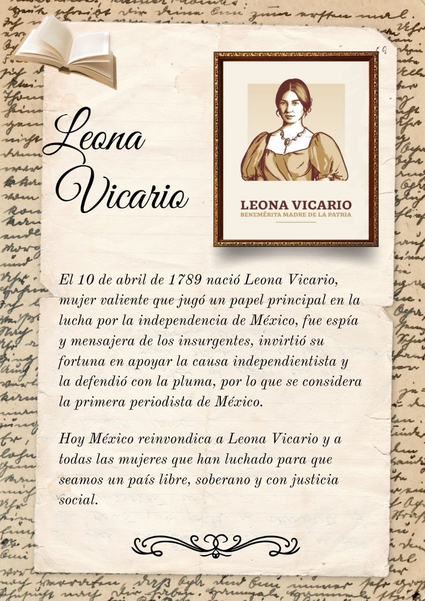 Aniversario del Natalicio de Leona Vicario: Heroína de la Independencia🇲🇽

<a href="/EmbamexVen/">Embamex Venezuela</a> 
<a href="/Claudiashein/">Claudia Sheinbaum Pardo</a> 
<a href="/SRE_mx/">Relaciones Exteriores</a> 
<a href="/lenindegyvesm/">Lenin De Gyves Montero</a>