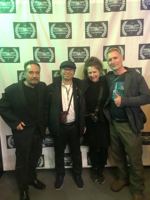From Right Award Winning Director ( SALAMANDER A MYSTERY,  Gabe Sentlinger, friend, Award Winning Director Ryon Nakajima ( WHO SAID DEATH IS BEAUTIFUL) and PKD Organizer