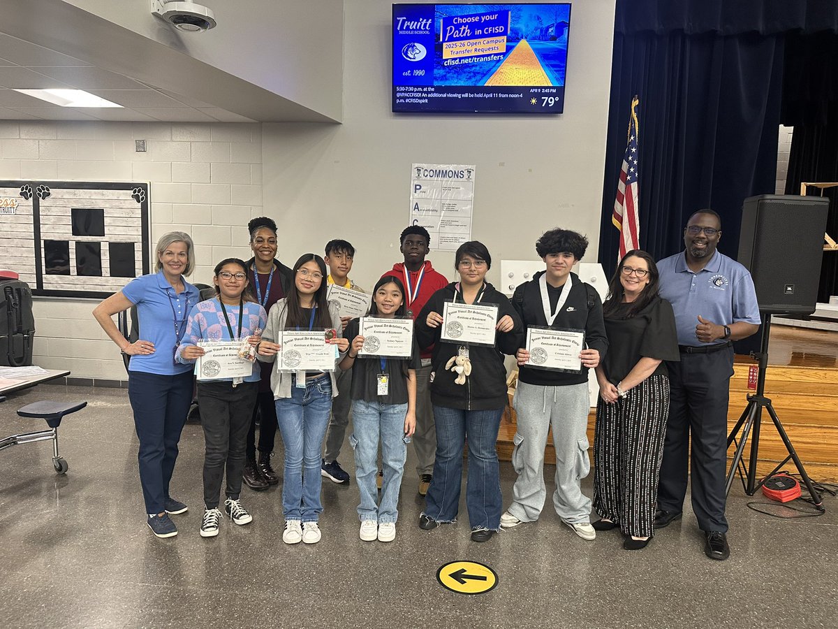 Truitt Middle School (@truittcfisd) on Twitter photo We are proud to recognize our Jr. Vase winners for an outstanding job!!! Our students earned bronze, gold, and the coveted PLATINUM AWARD!!! Platinum is the highest honor a student can earn in this event. Great things continue to happen <a href="/truittcfisd/">Truitt Middle School</a> #RTP #IBelieve #CFISDSpirit We are proud to recognize our Jr. Vase winners for an outstanding job!!! Our students earned bronze, gold, and the coveted PLATINUM AWARD!!! Platinum is the highest honor a student can earn in this event. Great things continue to happen <a href="/truittcfisd/">Truitt Middle School</a> #RTP #IBelieve #CFISDSpirit