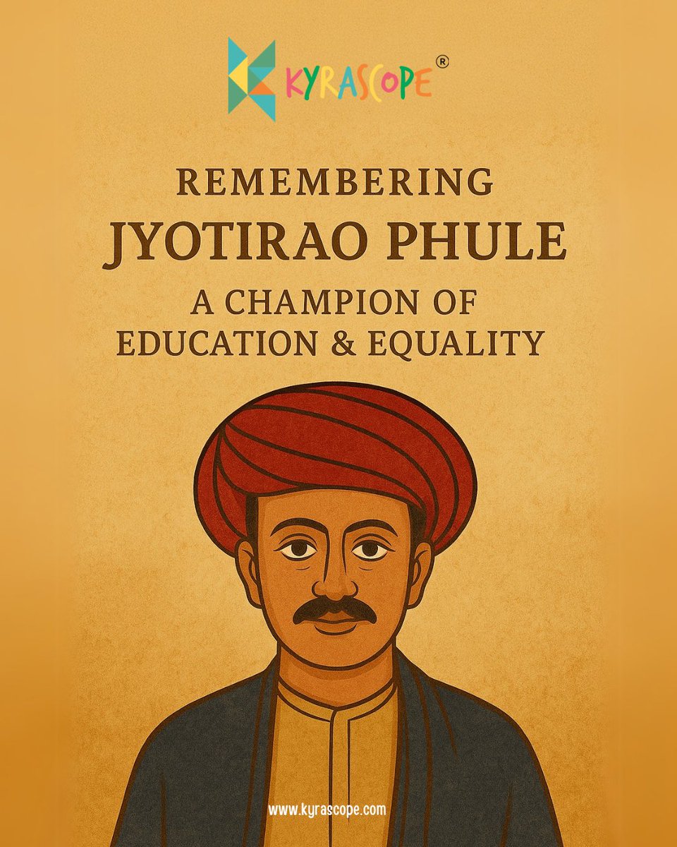 KyrascopeTV's tweet photo. Jyotirao Phule
(11 अप्रैल 1827 – 28 नवम्बर 1890)
शिक्षा और समानता के अग्रदूत
He believed every child deserves to learn,
हर किसी को पढ़ने का हक़ है — यही था उनका सपना। https://t.co/u9mCclSycu