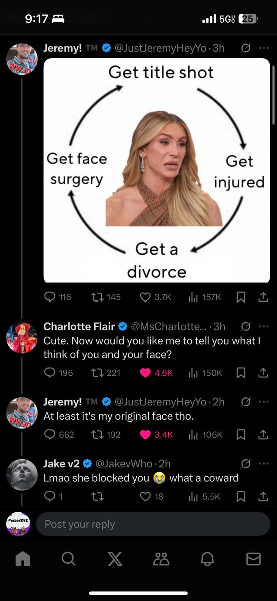 freddyb42's tweet photo. Gotta love seeing Charlotte get cooked in the ring AND on the timeline https://t.co/wmHbkNMFks