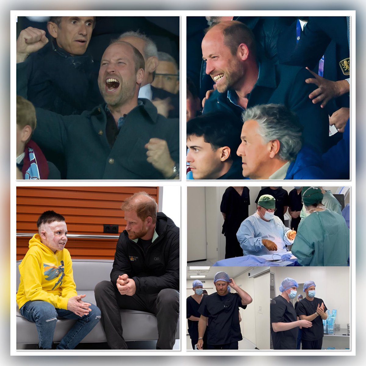 bbjofr's tweet photo. In less than 24 hours, these two brothers exhibit stark contrasts in their character. The elder brother, destined to ascend to the throne as king, indulges in self-gratification at a sporting event. In stark contrast, the younger brother,the Spare puts his life on the line, courageously visiting a country that’s in the middle of war to comfort and give support to injured soldiers.
The disparity in the action and character of these siblings is profound.