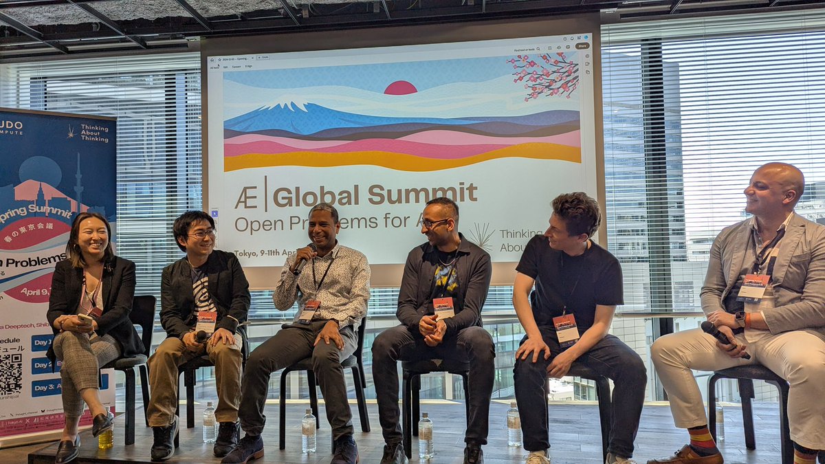 drlucylai's tweet photo. Had so much fun hosting this panel “Is Scale Enough?” on Algorithms Day for the Open Problems for AI Summit in Tokyo 🇯🇵 with @kaixhin @EmtiyazKhan @jad_tarifi @SamPassaglia Masanori Koyama 🤖 we discussed definitions of AGI, and how we can advance algorithmic research 🚀 https://t.co/c6qMSYEQLL
