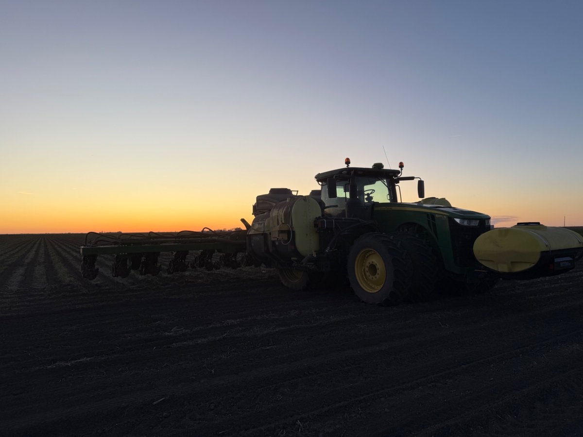 The first day of planting is never much fun, but a beautiful sunset and the wind dying down ends the day on a good note.