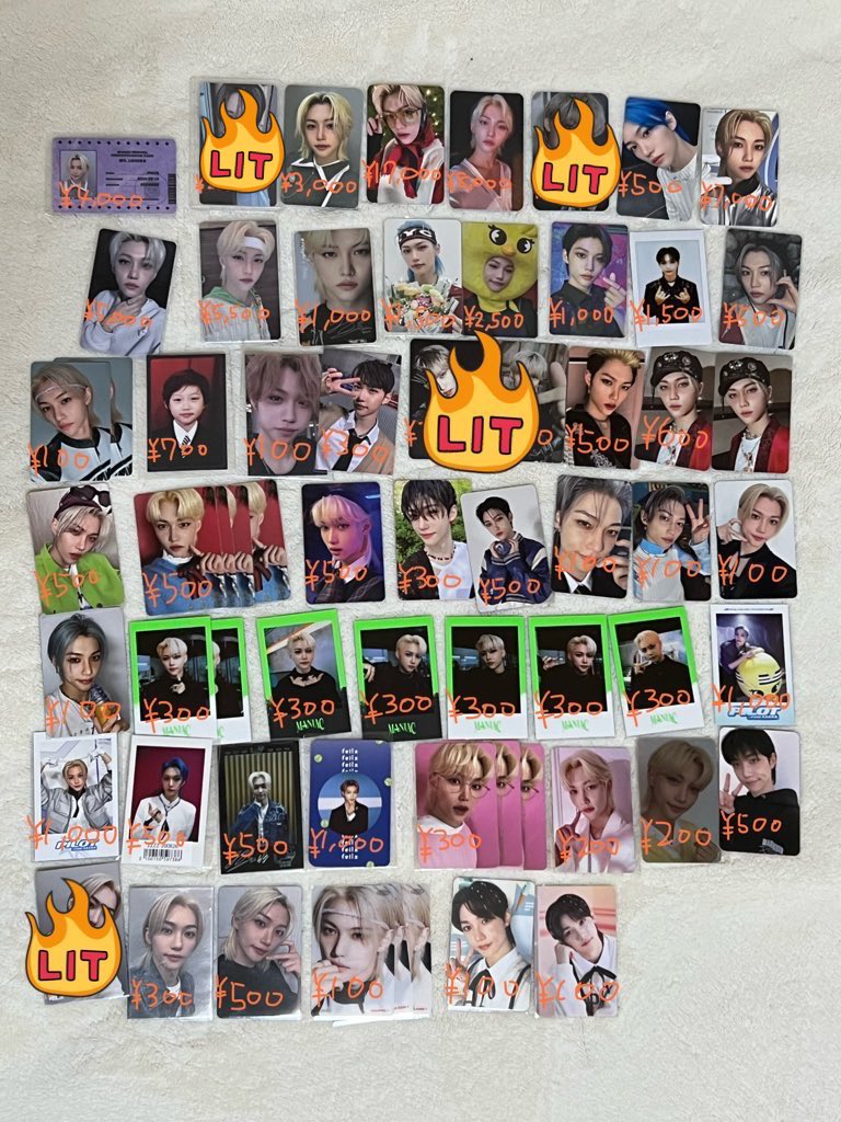 ho_ofh's tweet photo. StrayKids スキズ 交換 譲渡 買取

【譲】フィリックス 
【求】 画像の金額（+送料）

1.0以上で送料無料 大阪手渡しも可能
全て購入される場合は6.0でお譲り可能
お気軽にお声掛けください

バンチャン リノ チャンビン ヒョンジン ハンジソン スンミン アイエン
#straykids交換 https://t.co/9s08RGPwjq