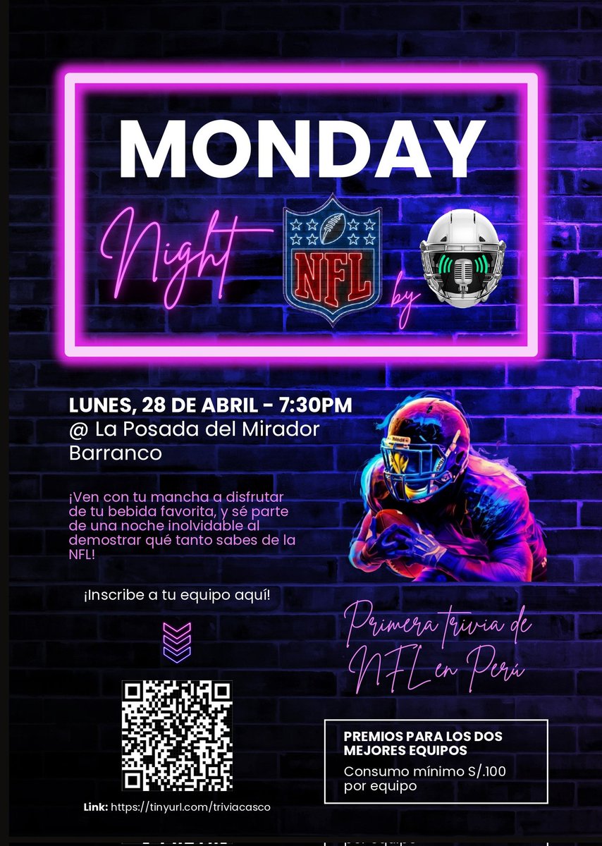 Monday Night Trivia by Casco Parlante. 

📝 Inscripciones: tinyurl.com/triviacasco

Cupos limitados.