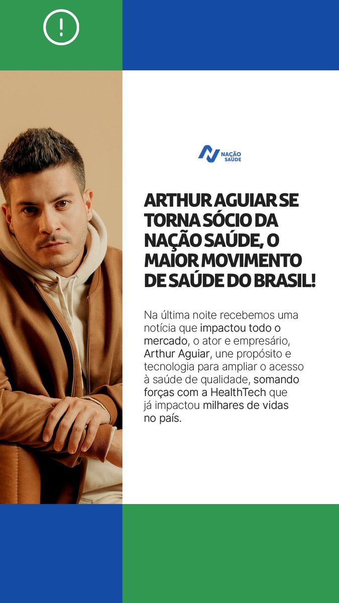 Arthur Aguiar Streams ✨🍞💜 (@streamsaa) on Twitter photo Tem reels novo no feed do Arthur Aguiar em colaboração com o Cartão Nação Saúde!
Em live hoje pelo Instagram <a href="/Aguiarthur/">Arthur Aguiar ✨🍞</a> anuncia que é o novo sócio da Nação Saúde, O Maior Movimento de Saúde do Brasil!
TODA VIDA IMPORTA 💙💚
Bora seguir esse movimento!
Vem ver e engajar! 🚀 Tem reels novo no feed do Arthur Aguiar em colaboração com o Cartão Nação Saúde!
Em live hoje pelo Instagram <a href="/Aguiarthur/">Arthur Aguiar ✨🍞</a> anuncia que é o novo sócio da Nação Saúde, O Maior Movimento de Saúde do Brasil!
TODA VIDA IMPORTA 💙💚
Bora seguir esse movimento!
Vem ver e engajar! 🚀