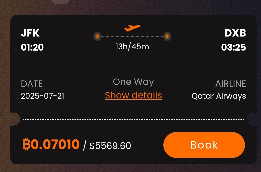 Bitcointravel_'s tweet image. Thanks for your feedback.
It made us stronger.
It pushed us to display flights in #Bitcoinfirst, with USD only as a reference.
We set the standard.
₿ Only.
#Nobanks. #Nocards. #Nopermission.
₿ Only.
#Bitcoinnative #Bitcoinonly #Bitcoincountry 

Built for the Bitcoin era.
#BTC