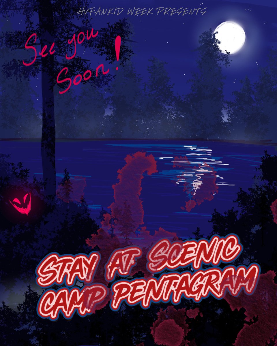 HVFankidWeek's tweet photo. Come back tomorrow to pick up your camp letter for an exciting summerween adventure to beat the heat 🏕️☀️🛶💦🔪🩸

#hvfankid #hvfankidweek https://t.co/9A707x5UgB