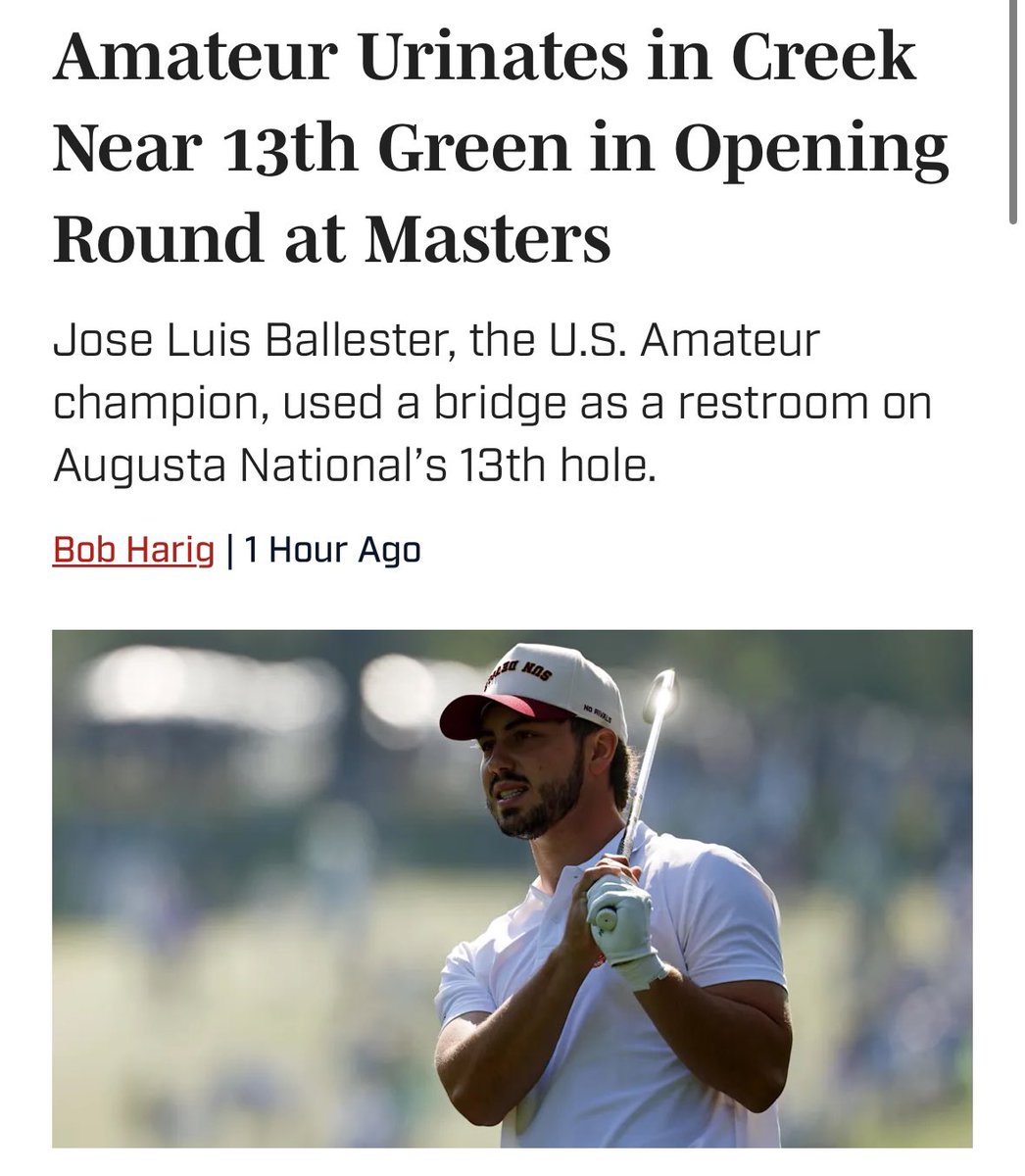 BALLESTER MAKES MASTERS HISTORY:

First competer to piss in a lake mid round

Truly #1 in Innovation