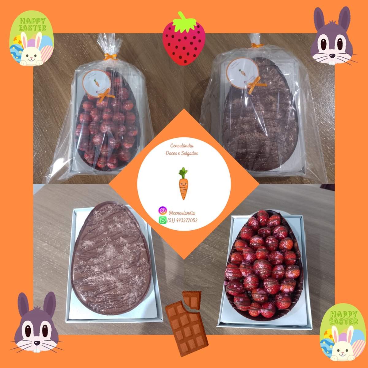 Morango? Chocolate? Brigadeiro? Ganache?
Qual a sua escolha para essa Páscoa? 
Aqui na Cenoulândia você pode personalizar o seu ovo de Páscoa como preferir... Abuse da criatividade e dê um presente cheio de alegria e sabor!
Peça já o seu!
#cenoulandia