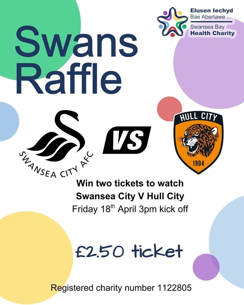 You can support our Children's centre appeal &amp; be in with a chance of tickets to the swans game on good friday ..click below, good luck! swanseabayhealthcharity.enthuse.com/SwansVHull