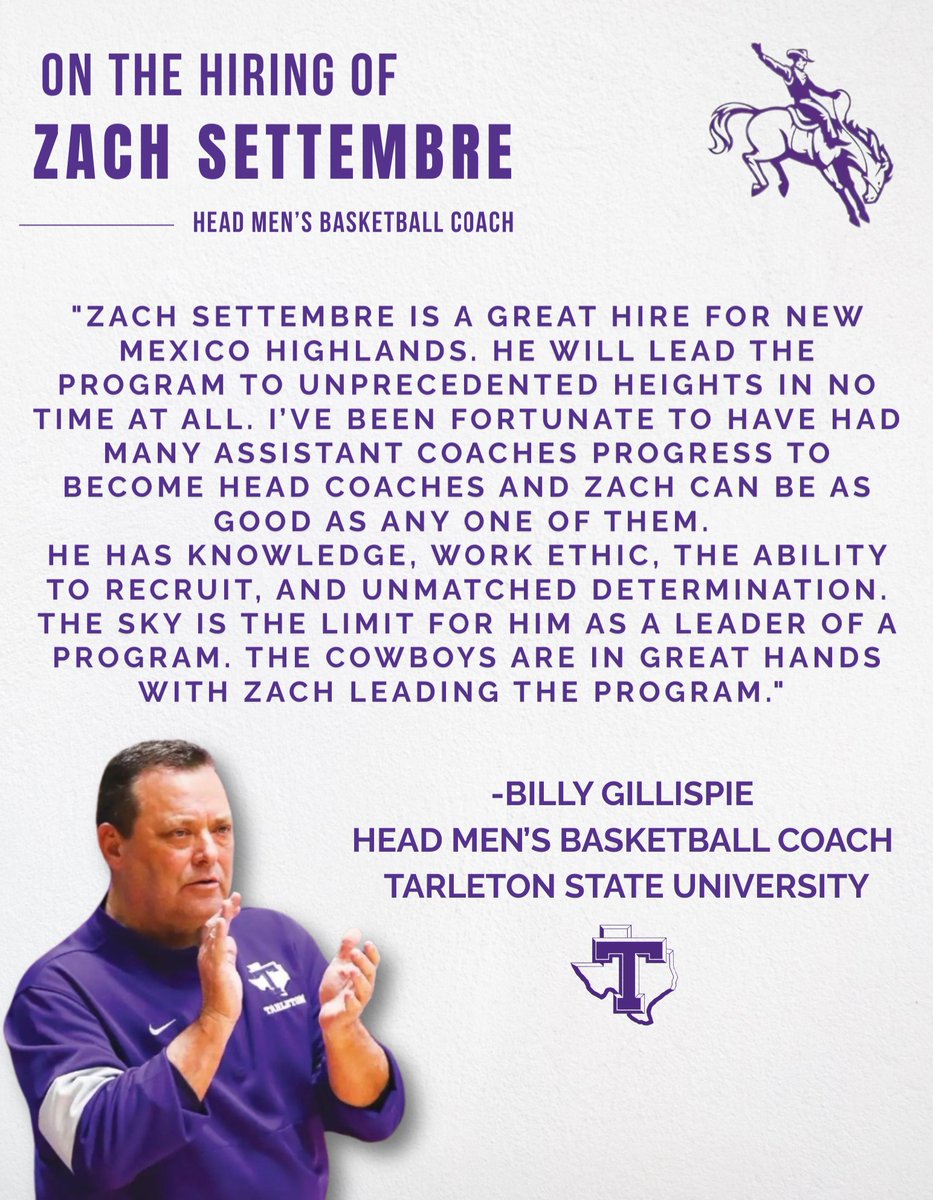 Billy Gillispie has excelled at all levels, from juco to SEC and everywhere in between.  The man recognizes coaching chops. On Coach Settembre: